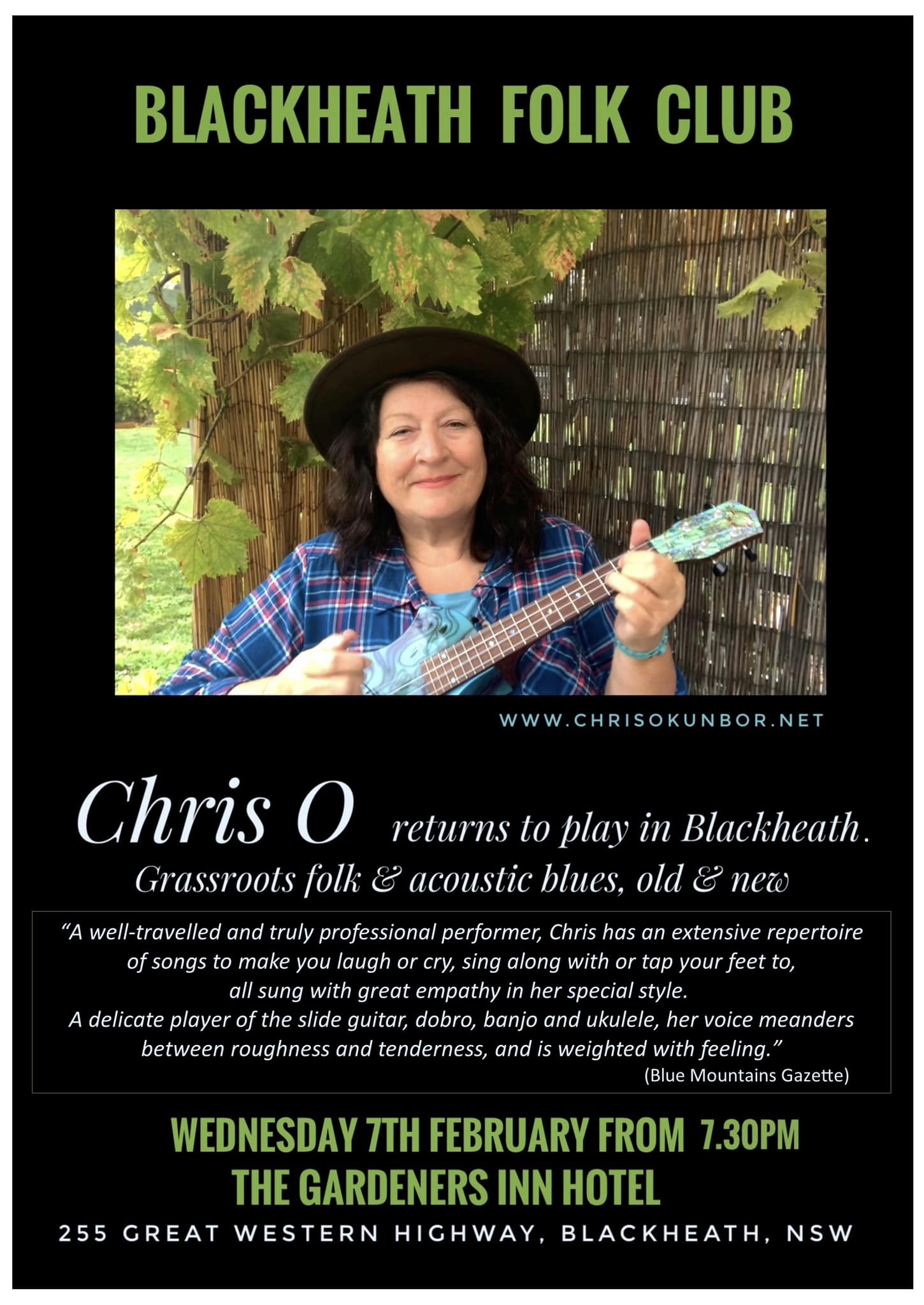 Chris O returns to Blackheath Folk Club
